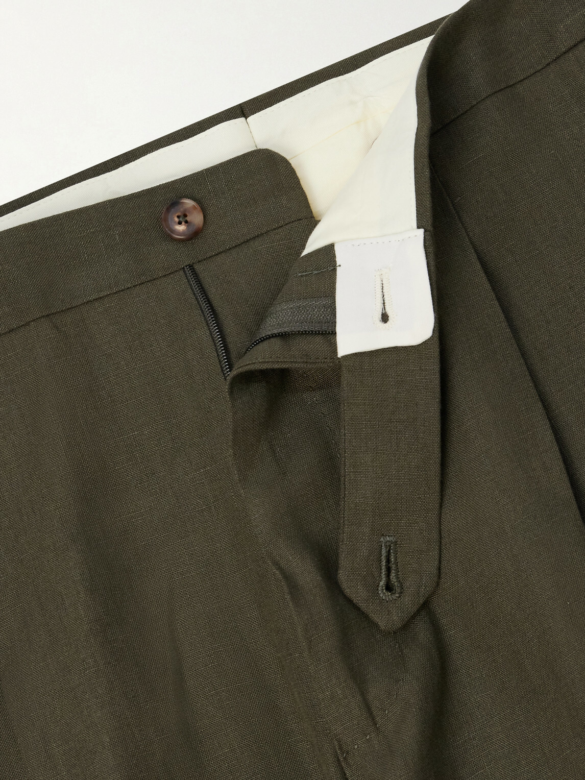 De Petrillo - Straight-Leg Pleated Linen Shorts - Green