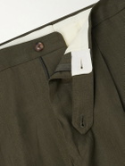 De Petrillo - Straight-Leg Pleated Linen Shorts - Green