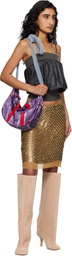 Edward Cuming Gold Hand Embroidered Sequin Midi Skirt