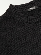 Balmain - Logo-Jacquard Merino Wool-Blend Sweater - Black