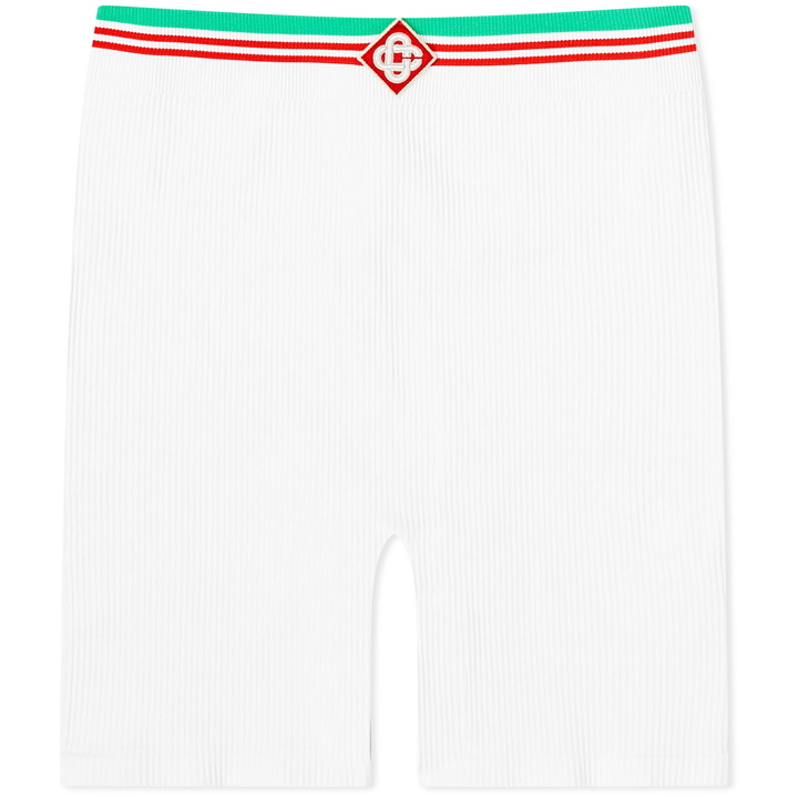 Photo: Casablanca Women's Seamless Ribbed Cycling Shorts in White 