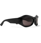 Bottega Veneta - Mask D-Frame Rubber and Acetate Sunglasses - Black