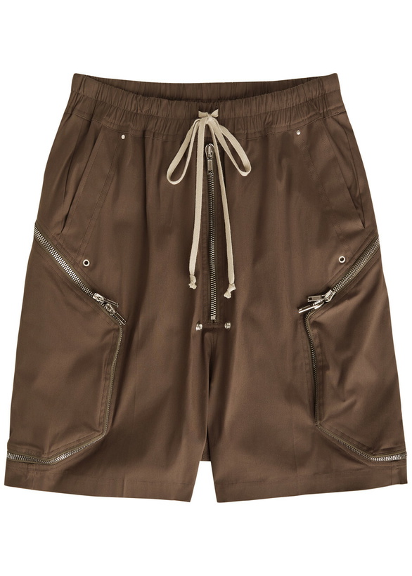 Photo: Rick Owens Heizer Bela Stretch-cotton Poplin Cargo Shorts Dark Brown
