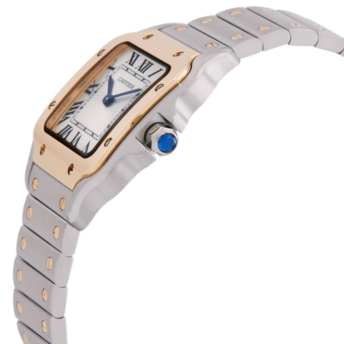 Cartier Santos Small Model Silver Sunray Dial Unisex Watch W2SA0033