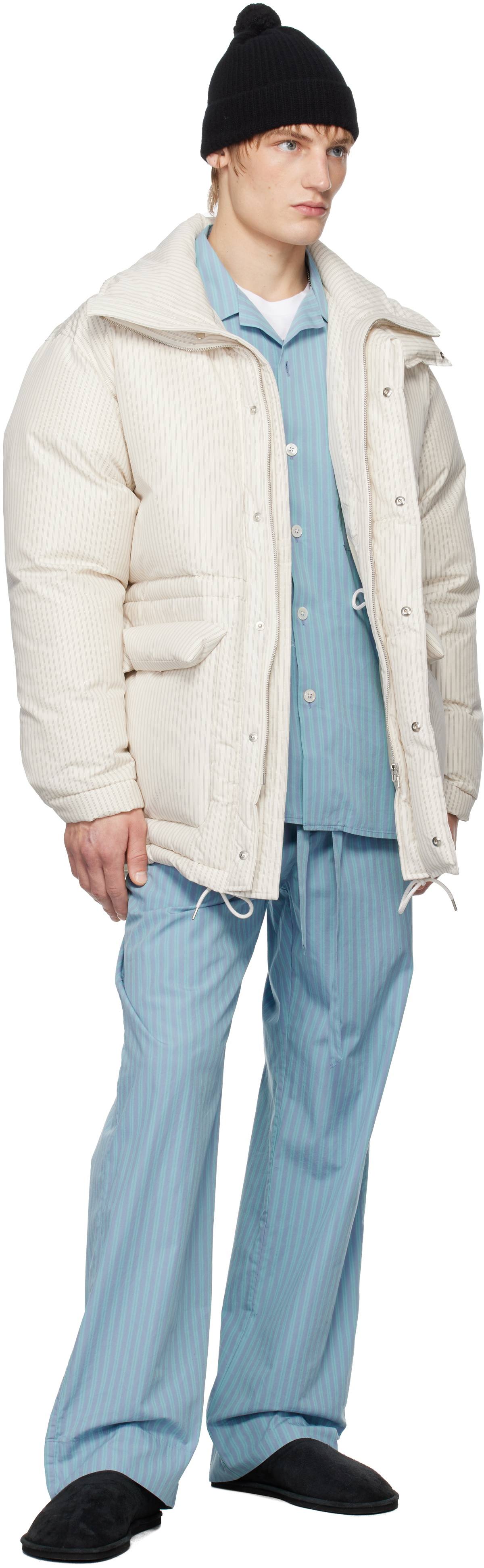 Tekla SSENSE Exclusive White AURALEE Edition Stripe Down
