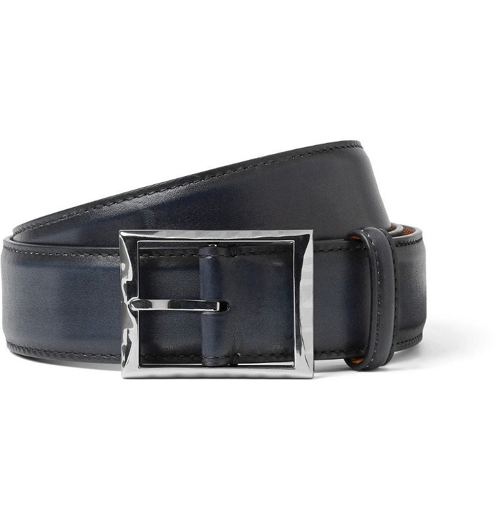 Photo: Berluti - 3.5cm Blue Leather Belt - Men - Blue