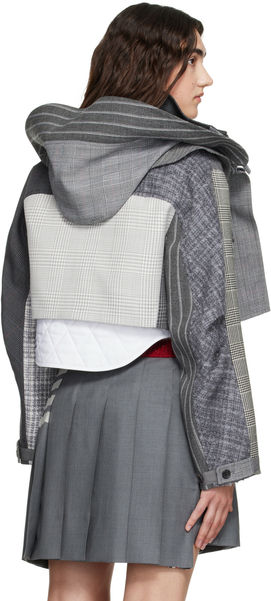 Thom Browne Gray High Twist Wool Funmix Cropped Tailored Parka