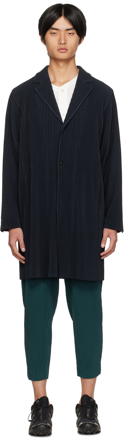Homme Plissé Issey Miyake Navy Basics Coat Homme Plisse