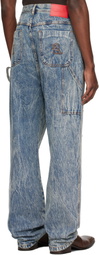 KUSIKOHC Blue Workwear Multi Rivet Jeans