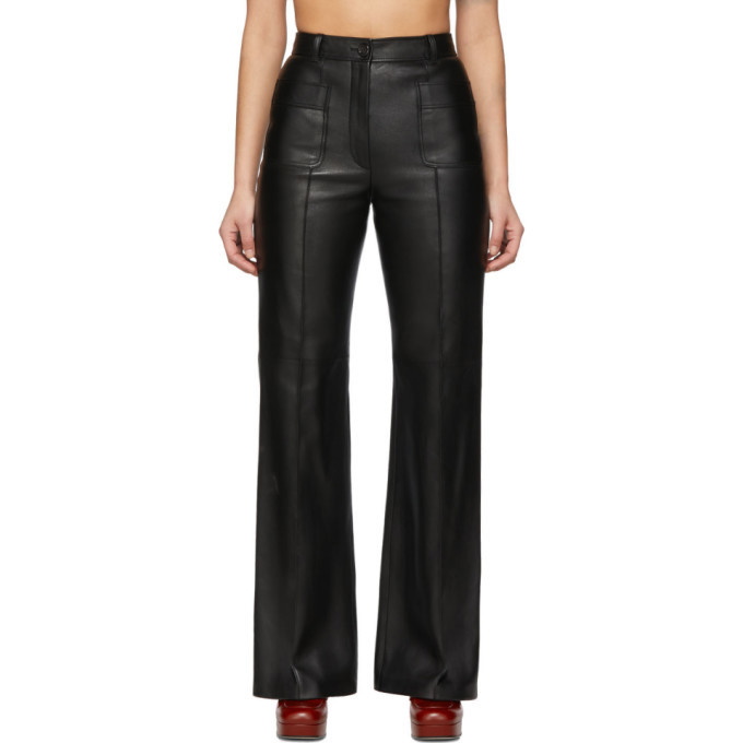Photo: Gucci Black Leather Flared Trousers