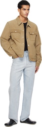 MM6 Maison Margiela Beige Trucker Faux-Suede Jacket