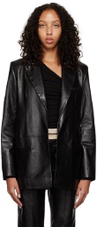 Helmut Lang Black Peaked Leather Jacket