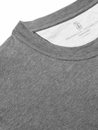 Brunello Cucinelli - Panelled Mélange Cotton-Jersey T-Shirt - Gray