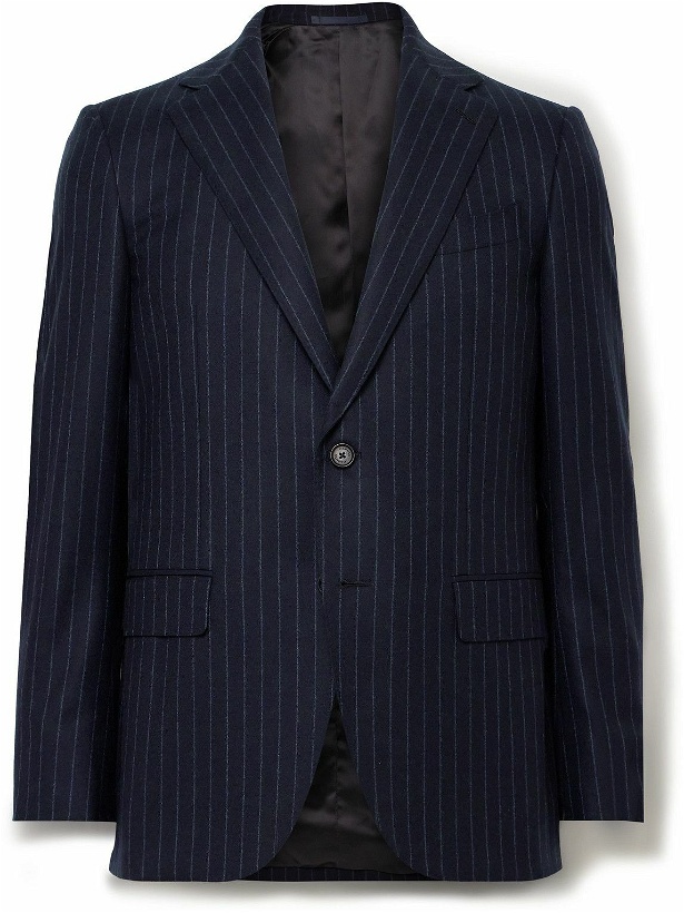 Photo: Caruso - Pinstriped Wool Suit Jacket - Blue