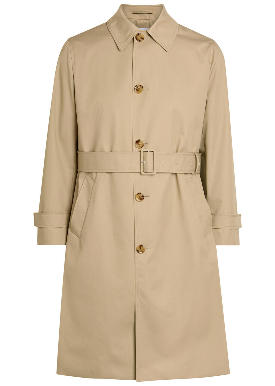 Lardini Belted Woven Trench Coat Beige
