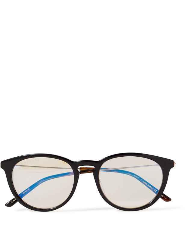 Photo: Gucci Eyewear - Round-Frame Acetate and Gold-Tone Blue Light-Blocking Sunglasses
