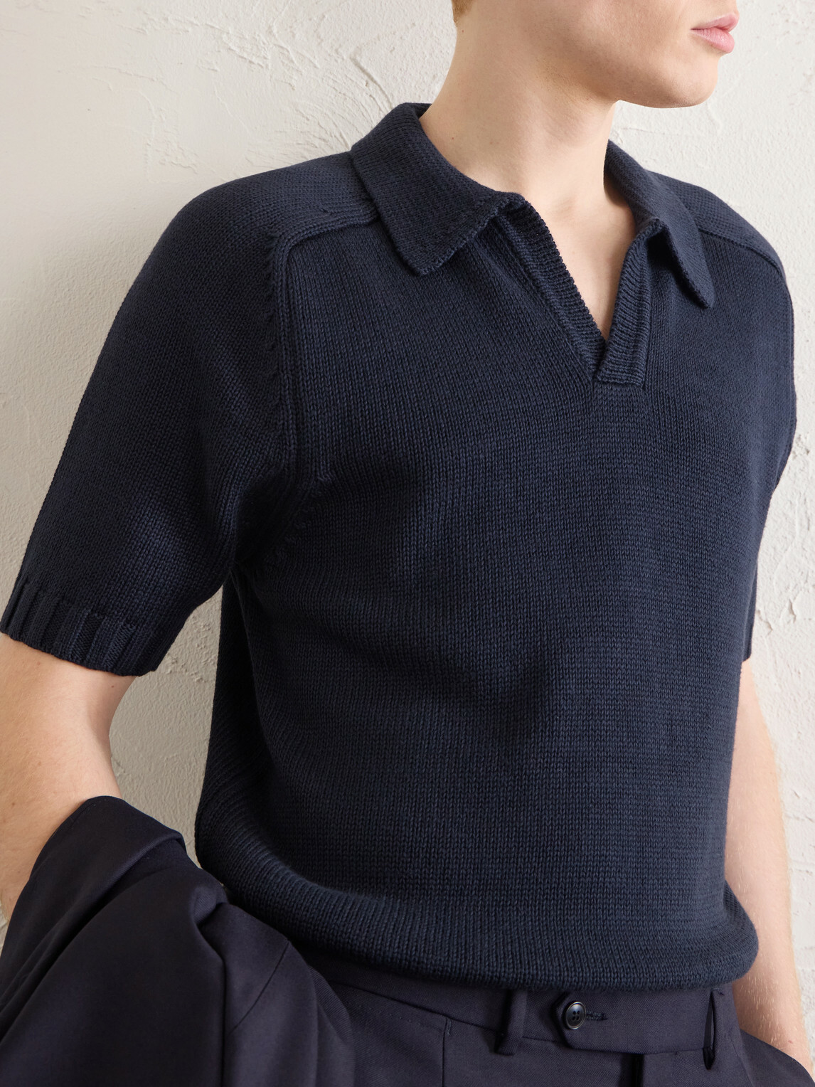 De Petrillo - Knitted Cotton Polo Shirt - Blue