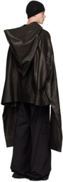 Rick Owens Black Kaftan Leather Jacket
