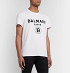 Balmain - Slim-Fit Logo-Flocked Cotton-Jersey T-Shirt - White