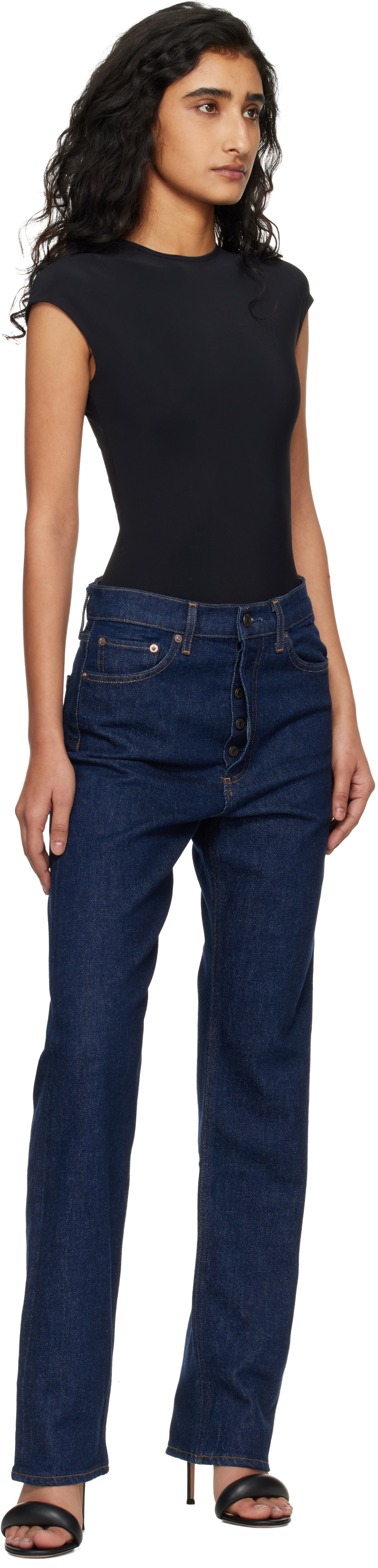 AGOLDE Black Mid Rise Kick Boot Jeans