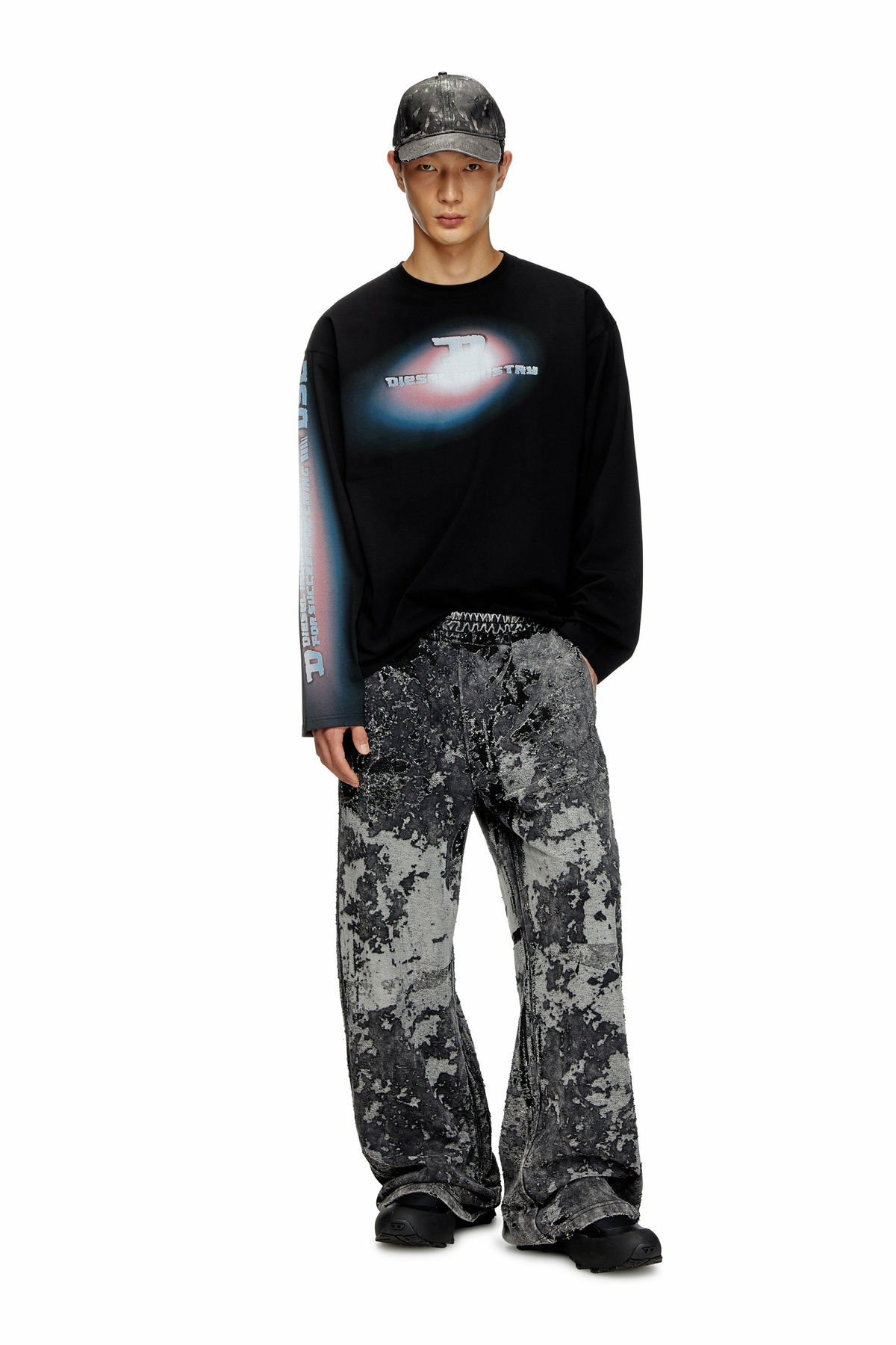 Diesel Burnout track pants with camo effect - Pants Mens in Black 