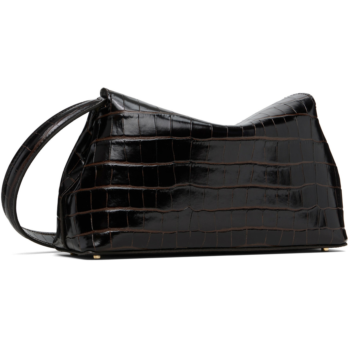 TOTEME Brown T-Lock Croco-Embossed Clutch
