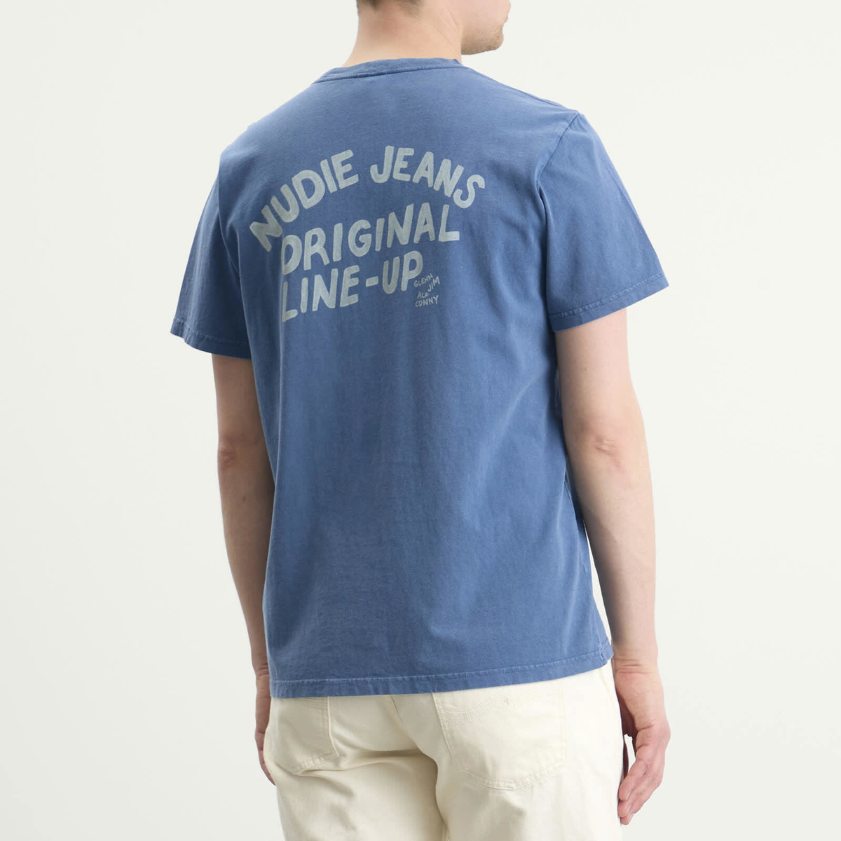 Nudie Jeans Co Men's Roy OG Line-Up T-Shirt in French Blue
