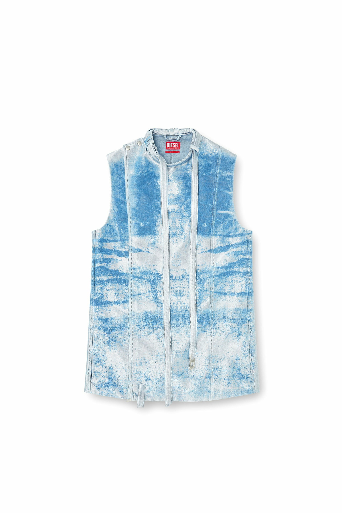 Diesel Sleeveless vest in coloured satin denim - Vests Mens in Blue