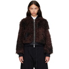 sacai Brown Blouson Curly Faux-Fur Jacket