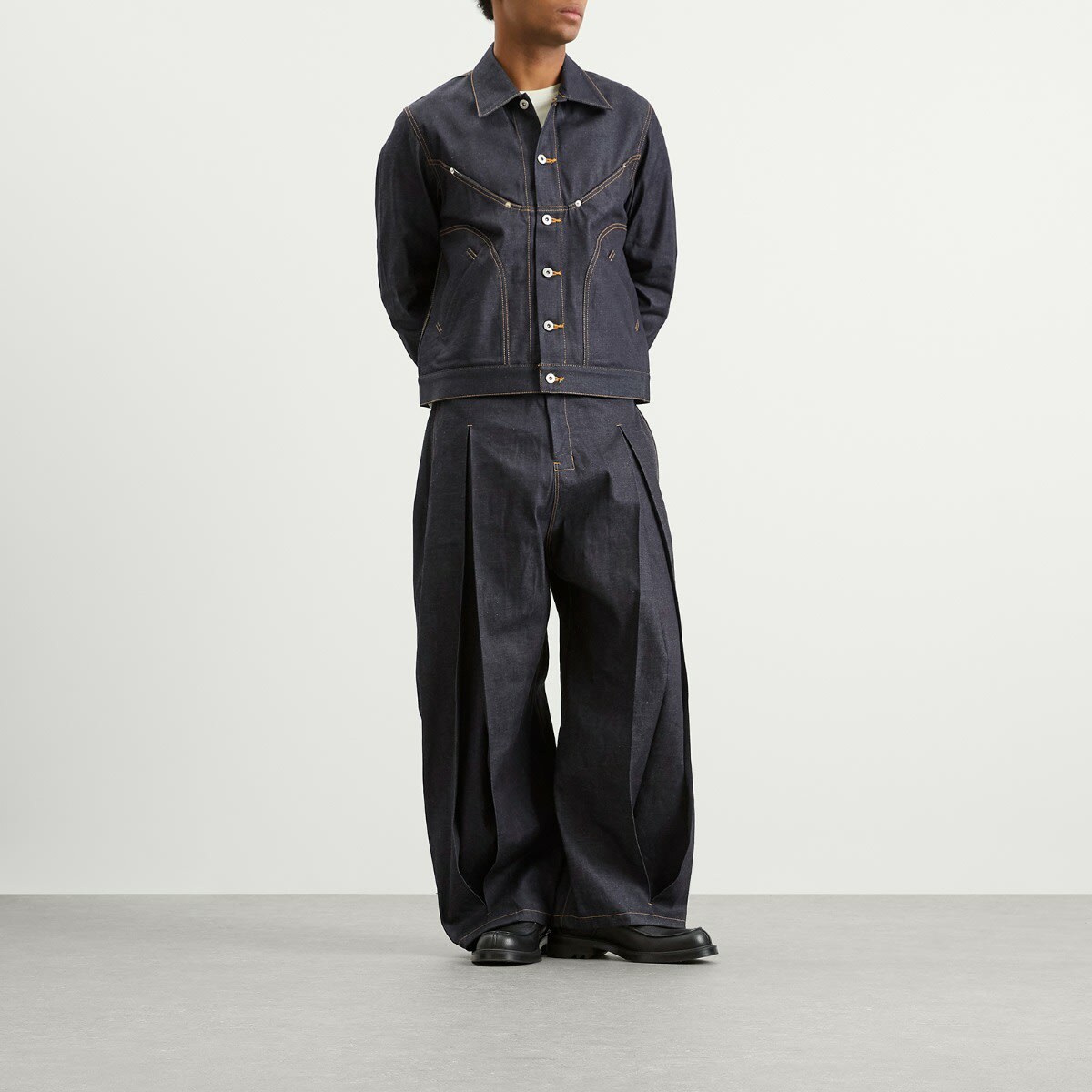 Sage Nation Men's Raw Indigo Box Pleat Trouser