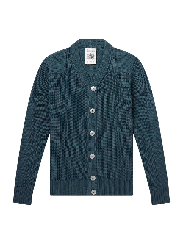 Photo: S.N.S. Herning - Robust Ribbed Merino Wool Cardigan - Green