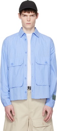 Reese Cooper Blue Cotton Chambray Cargo Button Down Shirt