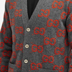 Gucci Men's Jumbo GG Jacquard Cardigan in Grey