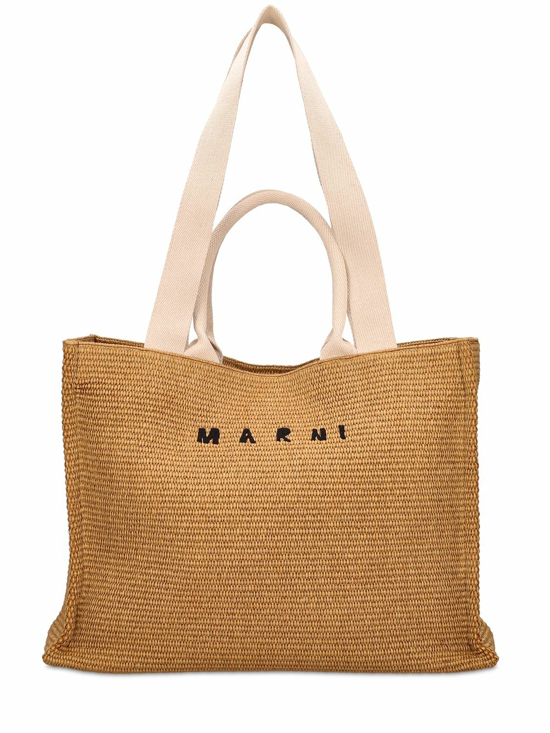 MARNI - Large Logo Raffia Effect Tote Bag Marni