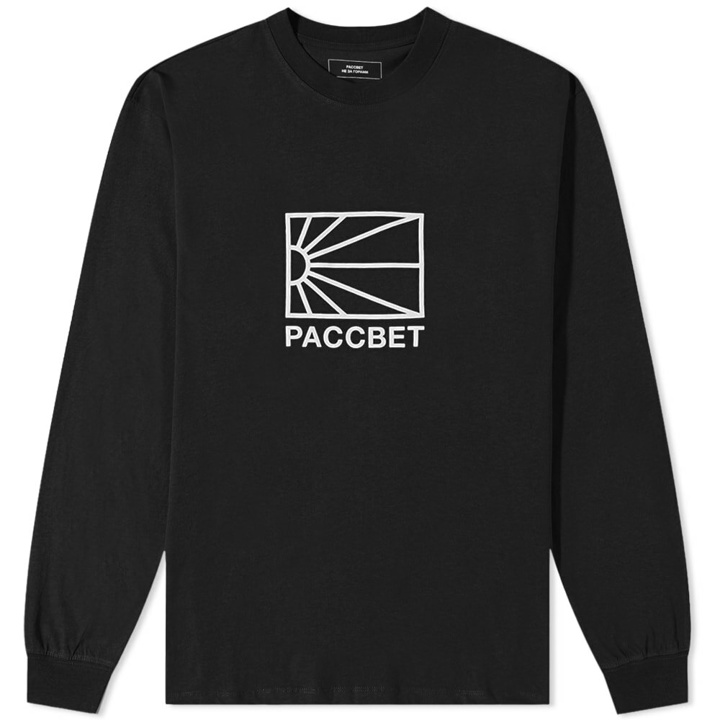 Photo: PACCBET Men's Long Sleeve Big Logo T-Shirt in Black