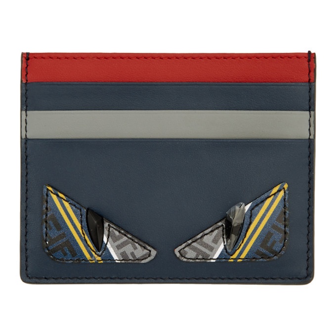 Photo: Fendi Navy and Red Bag Bugs Card Holder