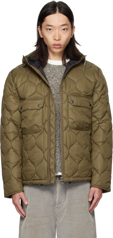 Photo: Barbour Khaki Re-Engineered Hooded Spey Quilted Jacket