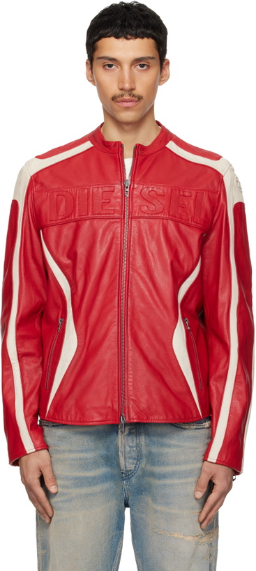 Photo: Diesel Red & Off-White L-Adam Leather Jacket