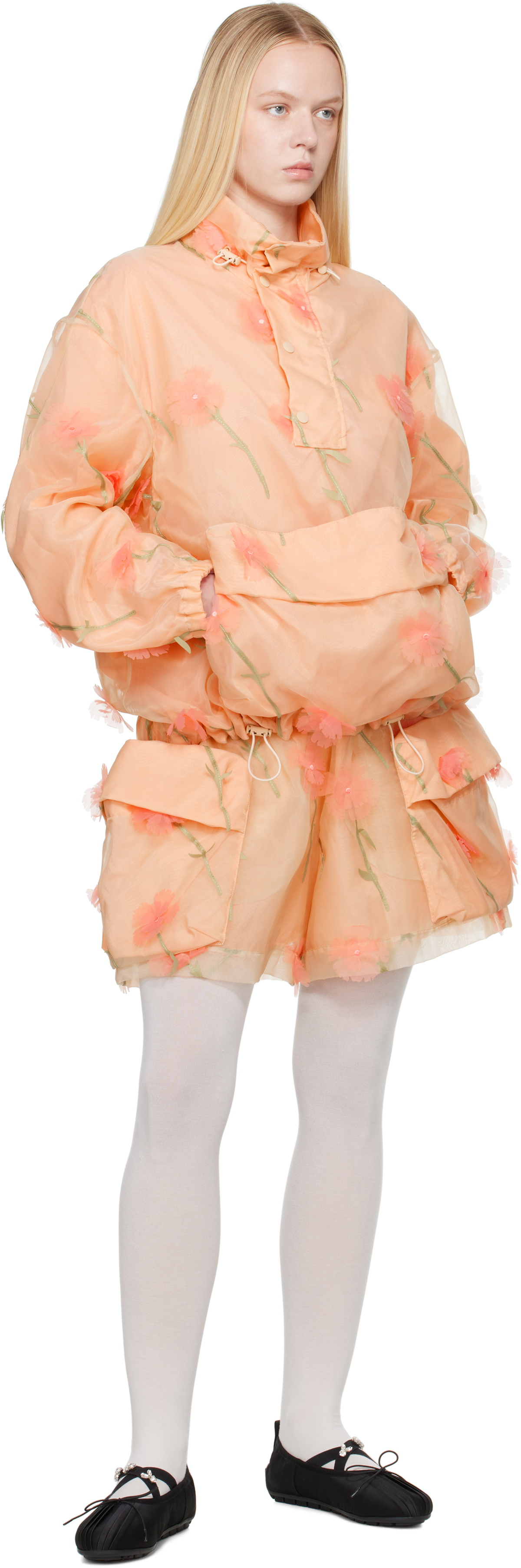 Simone Rocha Pink Carnation Organza Cagoule Jacket