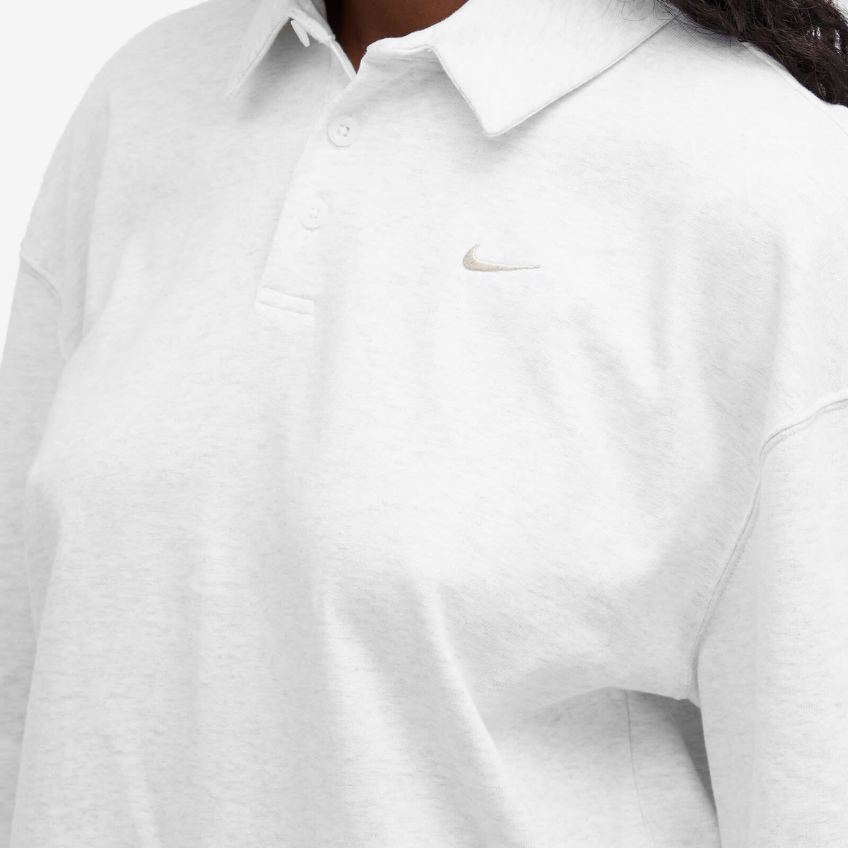 Nike Women's Essential Oversized Long-Sleeve Polo in Heather/Brown