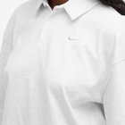 Nike Women's Essential Oversized Long-Sleeve Polo in Heather/Brown