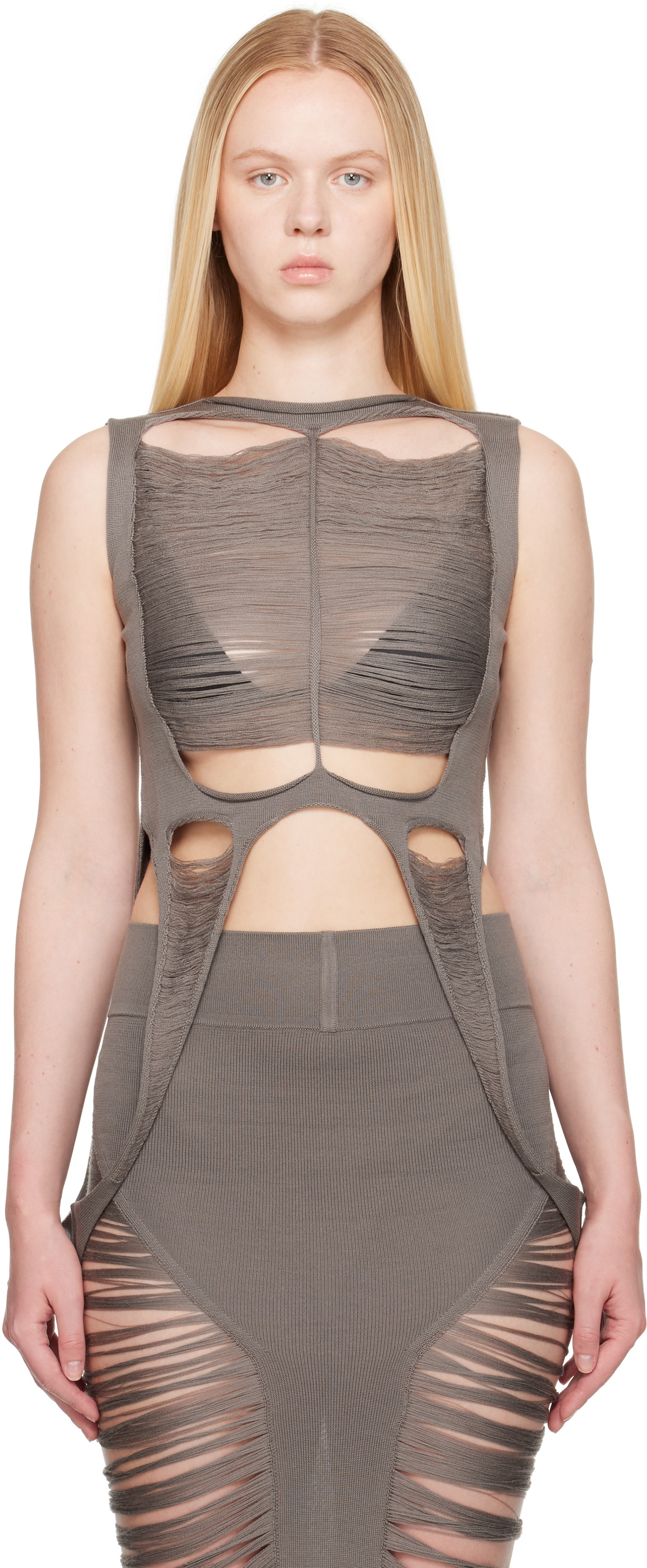 Rick Owens Off-White One Shoulder Tank Top Rick Owens