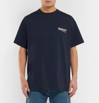 Balenciaga - Oversized Logo-Print Cotton-Jersey T-Shirt - Men - Navy