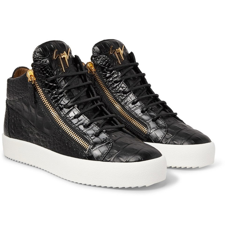 Photo: Giuseppe Zanotti - Logoball Croc-Effect Leather High-Top Sneakers - Men - Black