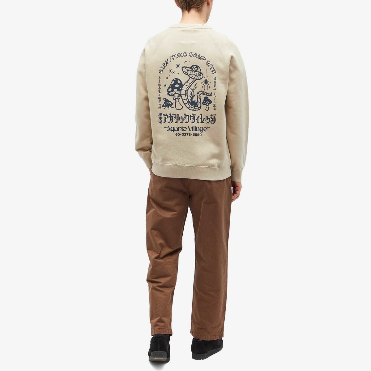 Edwin Men's Agaric Village Crew Sweat in White Pepper