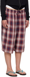 Acne Studios Red & Navy Check Shorts