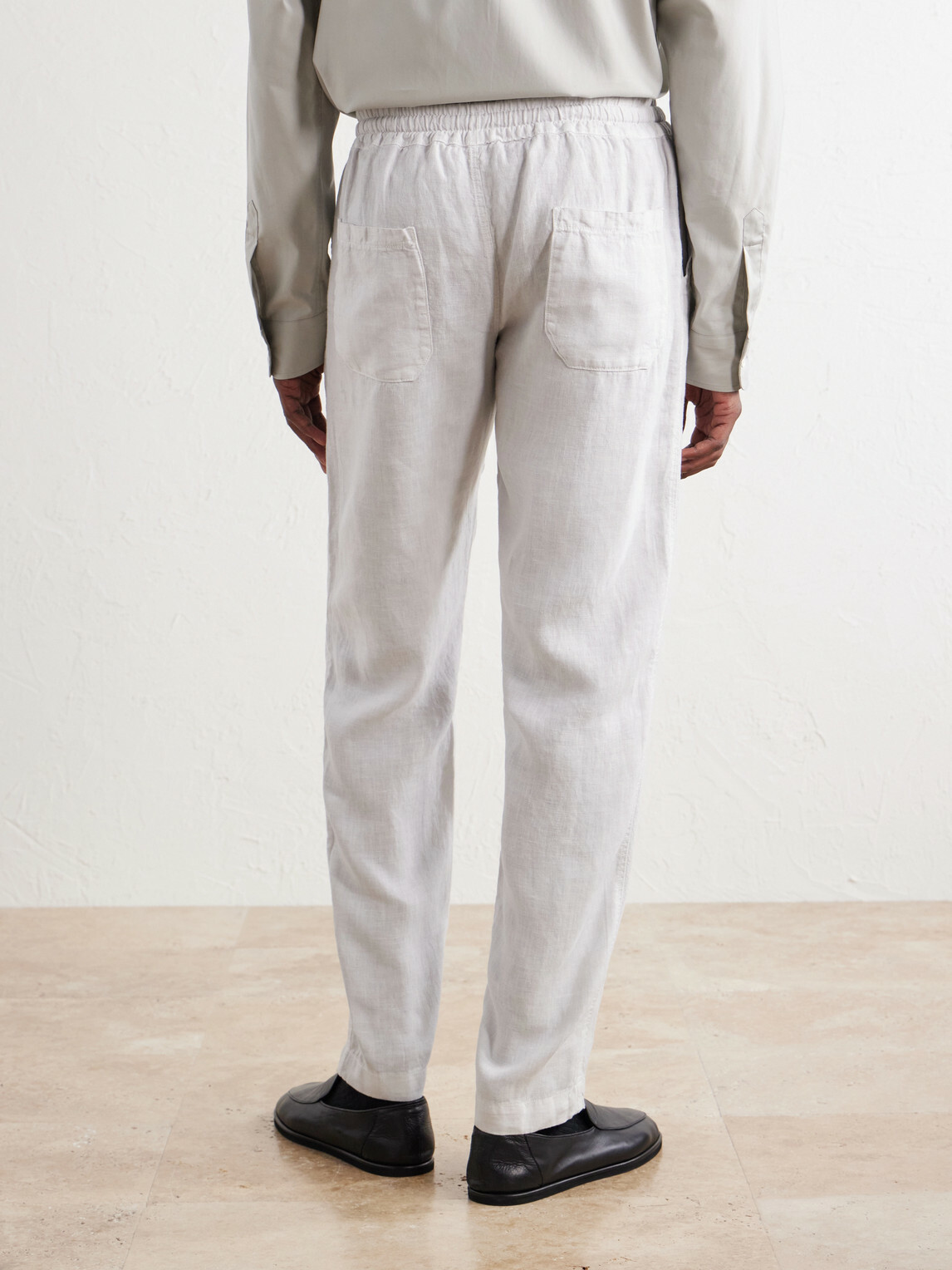 FEDELI - Straight-Leg Linen Drawstring Trousers - Gray