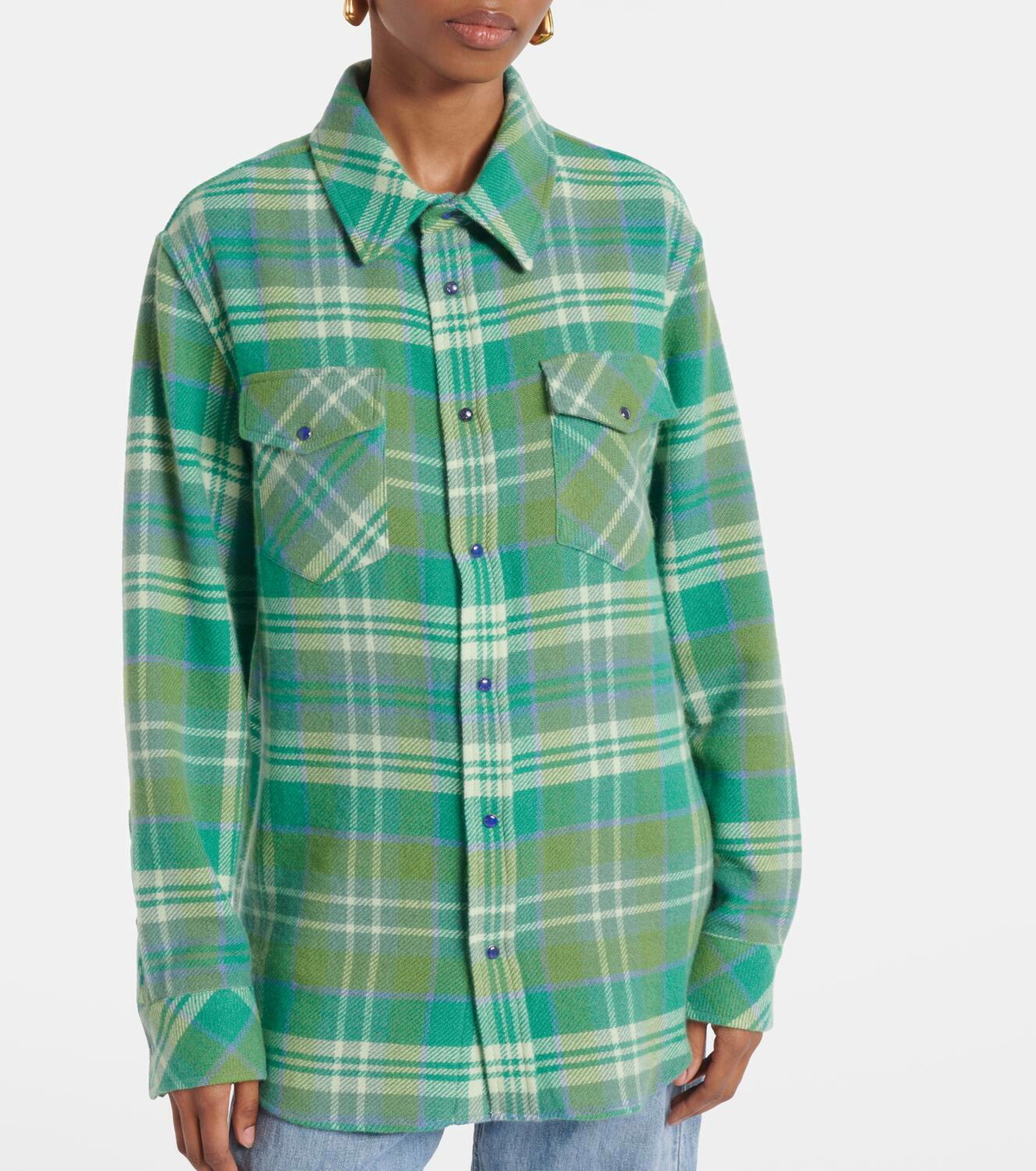 God's True Cashmere Hero plaid cashmere shirt