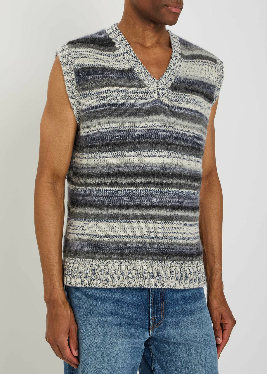 The Elder Statesman Striped-knit Cashmere-blend Vest Multicoloured 1