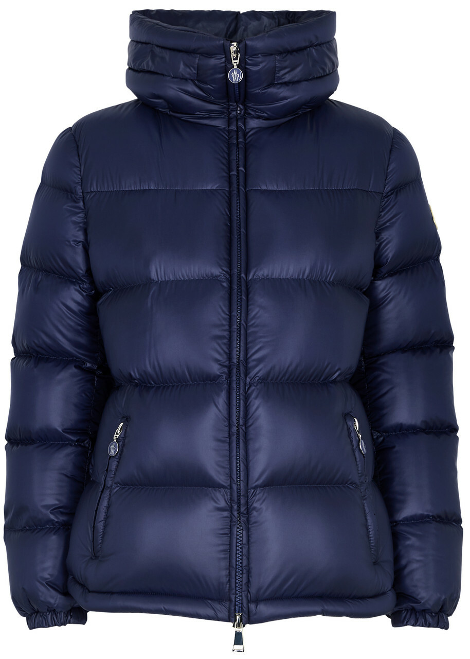 MONCLER ネイビー ピーコートM Navy Blue Gencaylong Braided Trim Mid-Length Down Jacket - Long